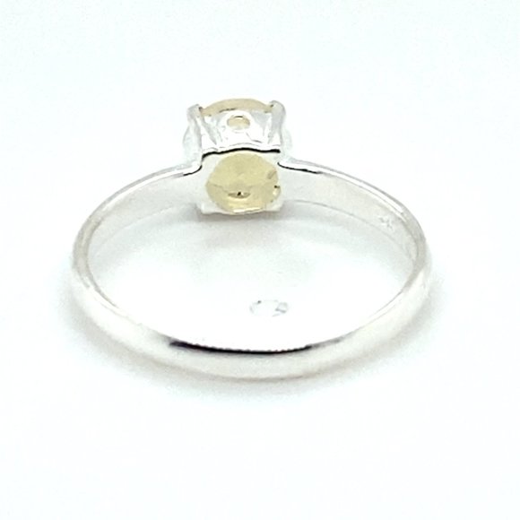 White Precious Opal .47ct Platinum Finish Solid 925 Sterling Silver Ring - Picture 6 of 7